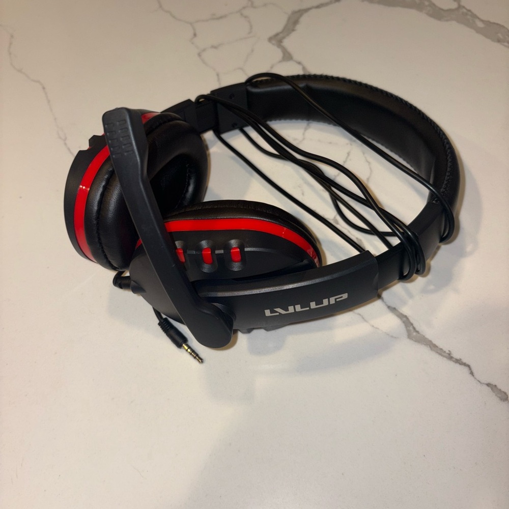 LULUP Black and Red Wired Gaming Headset